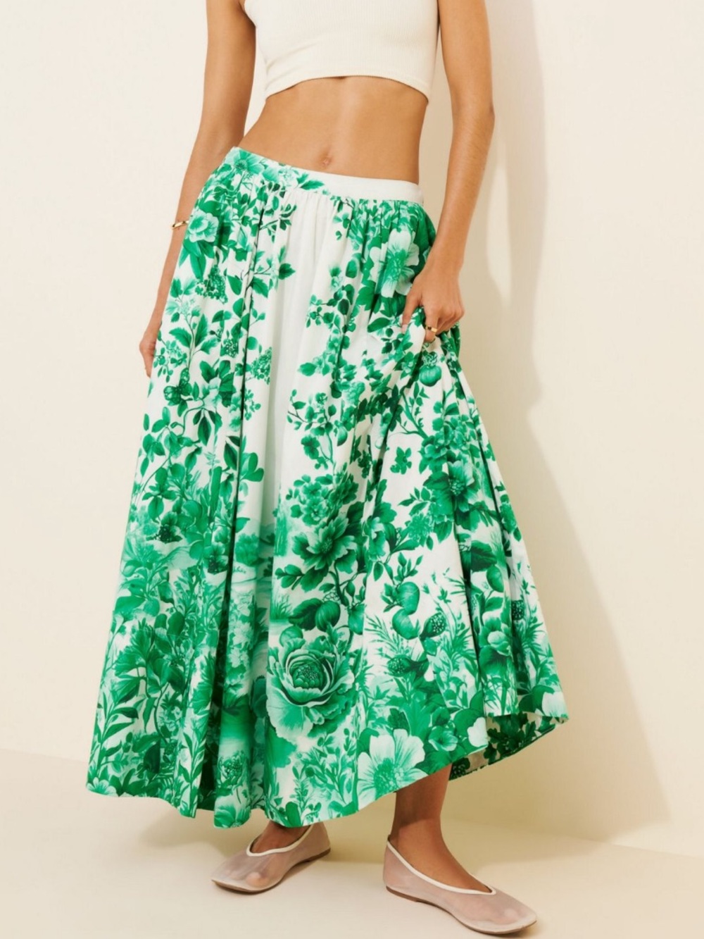 Maeve The Jacie Poplin Printed Midi Skirt